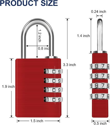 3-Digit 1.1" Combination Padlock with Aluminum Body, Lighter and Stronger Combination Lock for Locker, Gym Locker Lock in Saudi Arabia