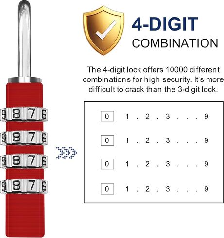 3-Digit 1.1" Combination Padlock with Aluminum Body, Lighter and Stronger Combination Lock for Locker, Gym Locker Lock in Saudi Arabia