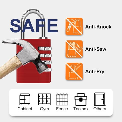3-Digit 1.1" Combination Padlock with Aluminum Body, Lighter and Stronger Combination Lock for Locker, Gym Locker Lock in Saudi Arabia