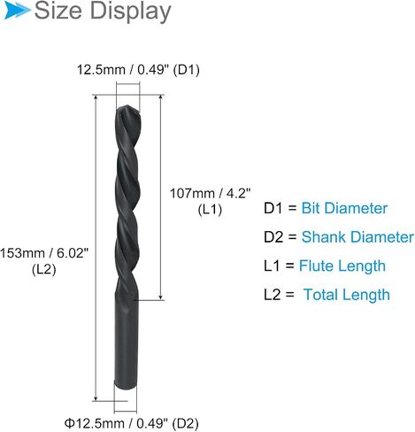 High Speed Steel Twist Drill Bits, 5.8mm Diameter 90mm Length, Straight Twist Jobber Drill Bit Black - (Applications: for Metal Woodwork Plastic Aluminum) in Saudi Arabia