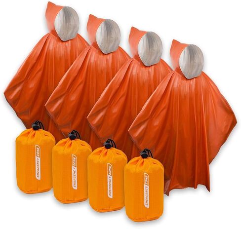 2 Pack Emergency Poncho | Lightweight Adult Rain Ponchos for Emergency Supplies, Camping Supplies | Weather resistant poncho for Men, Women-Retain 90% of Body Heat for Cold & Warm Weather Survival in Kuwait