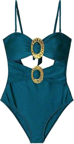 Milumia Women's Metal Ring One Piece Swimsuit Cut Out Strapless Bandeau Bathing Suits in Saudi Arabia