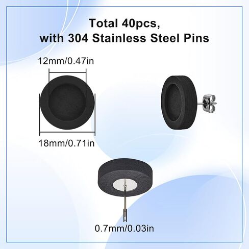SUNNYCLUE 40Pcs 2 Colors 12mm Wood Stud Earring Posts Wood Stud Earring Findings with Stainless Steel Pins Wooden Black Round Disc Cabochon Bezel Blank White Earring Post for Jewelry Making DIY Crafts in Saudi Arabia