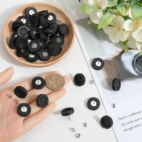 SUNNYCLUE 40Pcs 2 Colors 12mm Wood Stud Earring Posts Wood Stud Earring Findings with Stainless Steel Pins Wooden Black Round Disc Cabochon Bezel Blank White Earring Post for Jewelry Making DIY Crafts in Saudi Arabia