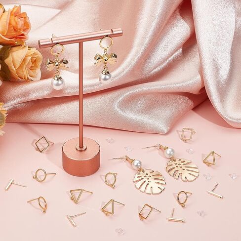 CREATCABIN 30Pcs 3 Styles 18K Gold Plated Brass Flat Round Earrings Findings Ball Post Earring Studs Earring Posts Earring Backs with Loop Ear Nuts Jump Rings for DIY Dangle Earrings Jewelry Making in Saudi Arabia