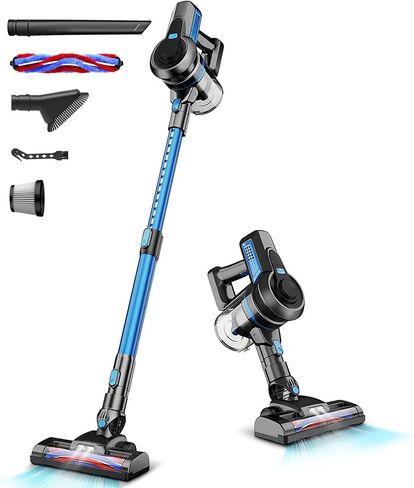 Cordless Vacuum Cleaner for Home, Stick Vacuum Cleaner Poweful, Rechargeable Vacuum Cleaner Battery Up to 45 Mins Runtime, Lightweight Vacuum Handheld Househeld for Carpet and Floor Pet Hair-Red in Saudi Arabia