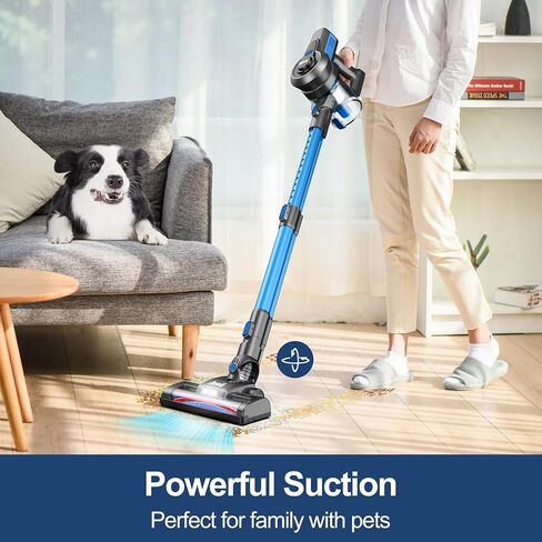 Cordless Vacuum Cleaner for Home, Stick Vacuum Cleaner Poweful, Rechargeable Vacuum Cleaner Battery Up to 45 Mins Runtime, Lightweight Vacuum Handheld Househeld for Carpet and Floor Pet Hair-Red in Saudi Arabia