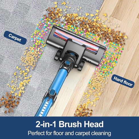 Cordless Vacuum Cleaner for Home, Stick Vacuum Cleaner Poweful, Rechargeable Vacuum Cleaner Battery Up to 45 Mins Runtime, Lightweight Vacuum Handheld Househeld for Carpet and Floor Pet Hair-Red in Saudi Arabia