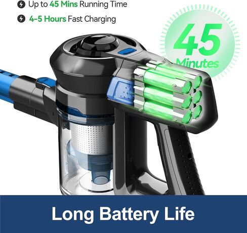 Cordless Vacuum Cleaner for Home, Stick Vacuum Cleaner Poweful, Rechargeable Vacuum Cleaner Battery Up to 45 Mins Runtime, Lightweight Vacuum Handheld Househeld for Carpet and Floor Pet Hair-Red in Saudi Arabia