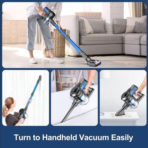 Cordless Vacuum Cleaner for Home, Stick Vacuum Cleaner Poweful, Rechargeable Vacuum Cleaner Battery Up to 45 Mins Runtime, Lightweight Vacuum Handheld Househeld for Carpet and Floor Pet Hair-Red in Saudi Arabia