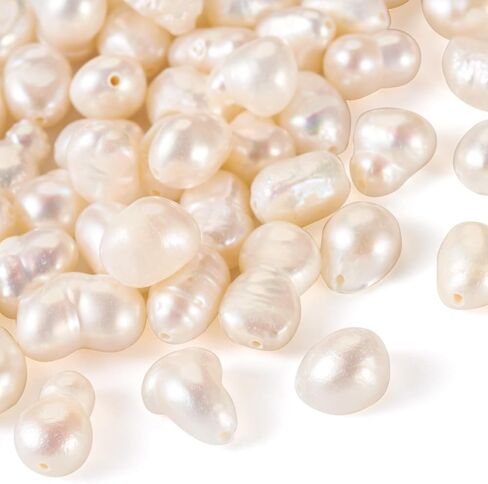 Cheriswelry 50pcs Natural Cultured Freshwater Pearl Beads for Jewelry Making Baroque Keshi Pearl Bead Seashell Loose Spacers 4~13.5mm for DIY Bracelet Necklace Making, Small in Kuwait