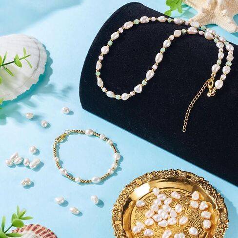 Cheriswelry 50pcs Natural Cultured Freshwater Pearl Beads for Jewelry Making Baroque Keshi Pearl Bead Seashell Loose Spacers 4~13.5mm for DIY Bracelet Necklace Making, Small in Kuwait