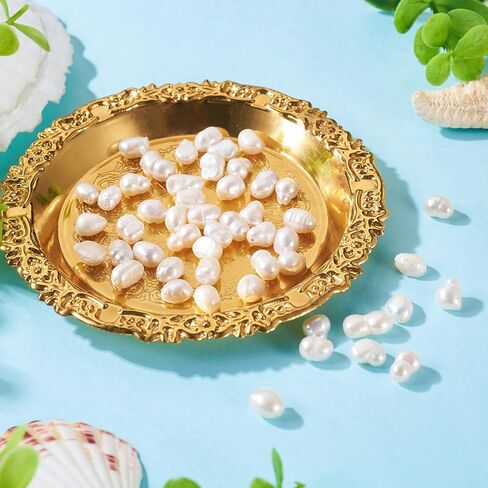 Cheriswelry 50pcs Natural Cultured Freshwater Pearl Beads for Jewelry Making Baroque Keshi Pearl Bead Seashell Loose Spacers 4~13.5mm for DIY Bracelet Necklace Making, Small in Kuwait