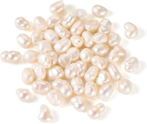 Cheriswelry 50pcs Natural Cultured Freshwater Pearl Beads for Jewelry Making Baroque Keshi Pearl Bead Seashell Loose Spacers 4~13.5mm for DIY Bracelet Necklace Making, Small in Kuwait
