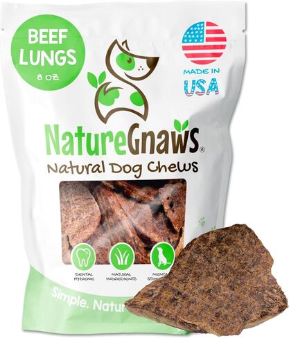 Nature Gnaws USA Lamb Lung Filets for Dogs (8oz) - Single Ingredient Natural Dog Chew Treats – Made in USA - Rawhide Free in Kuwait