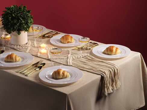 Munfix 100 Clear Plastic Plates Set, 50 Pcs 10 Inch Plastic Dinner Plates and 50 Pcs 7 Inch Plastic Dessert Plates, Elegant Fancy Heavy Duty Disposable Plates for Party, Wedding, Clear in Saudi Arabia
