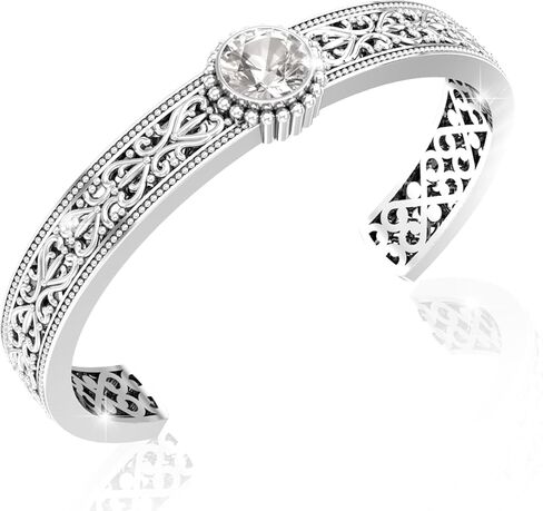Belinda Jewelz الأحجار الكريمة سوار هدية للنساء بوهو نحت قابل للتعديل الكفة الإسورة أنيقة الرجعية غرامة المعصم مجوهرات 925 الفضة الاسترليني أساور خمر البالية الغجر مجوهرات التبعي للفتيات in Kuwait