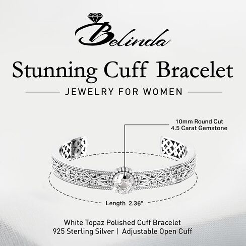 Belinda Jewelz الأحجار الكريمة سوار هدية للنساء بوهو نحت قابل للتعديل الكفة الإسورة أنيقة الرجعية غرامة المعصم مجوهرات 925 الفضة الاسترليني أساور خمر البالية الغجر مجوهرات التبعي للفتيات in Kuwait
