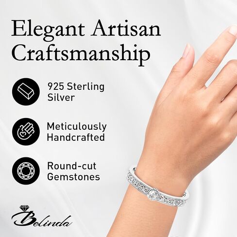 Belinda Jewelz الأحجار الكريمة سوار هدية للنساء بوهو نحت قابل للتعديل الكفة الإسورة أنيقة الرجعية غرامة المعصم مجوهرات 925 الفضة الاسترليني أساور خمر البالية الغجر مجوهرات التبعي للفتيات in Kuwait