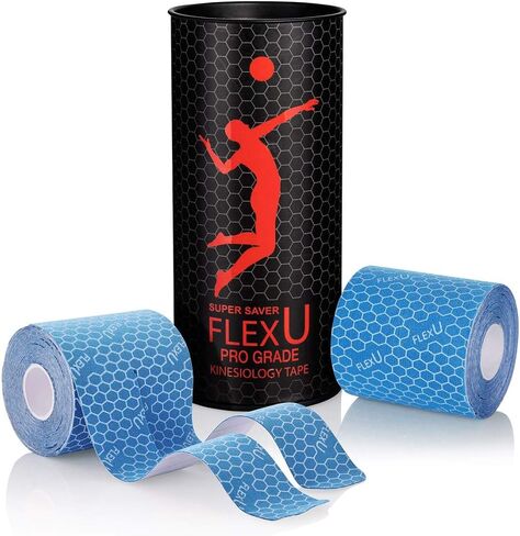 FlexU Kinesiology Tape; 40 Extra-Wide Pre-Cut Y-Shape Strips (3"x10") - Unique Design for Lower Back, Shoulders, Knees, and Neck - Professional-Grade Muscle & Joint Support; Long Lasting (Black) in Kuwait