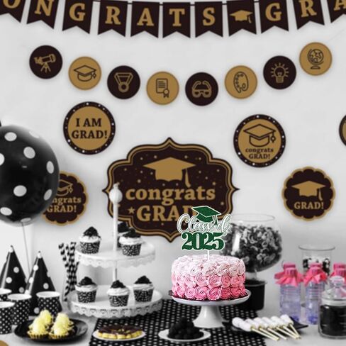 Lingboom Class of 2024 Cake Cake Topper Blue Glitter Happy Treawate تهنئة الديكورات الكعكة خريج 2024 التخرج تهانينا لوازم الحزب الخريج in Kuwait