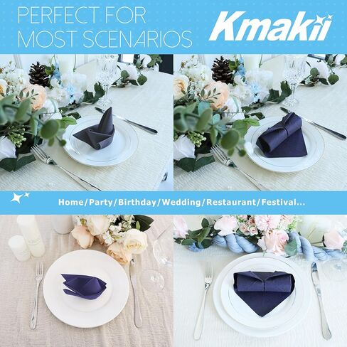 KMAKII Disposable Lunch Napkins Black Linen-Feel Paper Napkins Cloth Like Luncheon Napkins Dinner Napkin For Kitchen, Parties, Weddings, Dinners or Events 12 x 12 inches, 50 Count in Kuwait