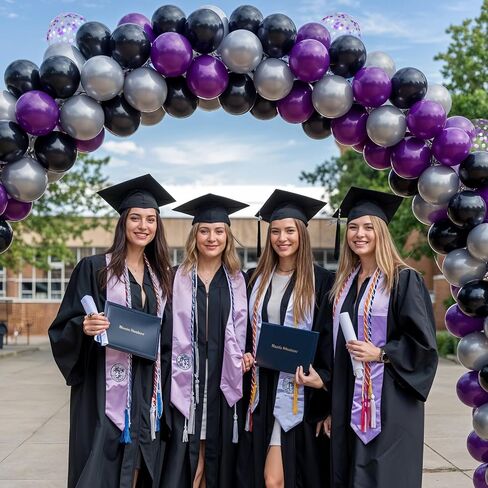 2025 Graduation Balloons,50Puppliescs 12 Inch Purple Silver Graduation Balloons for Graduation Party Decorations in Saudi Arabia