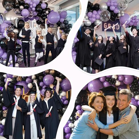 2025 Graduation Balloons,50Puppliescs 12 Inch Purple Silver Graduation Balloons for Graduation Party Decorations in Saudi Arabia