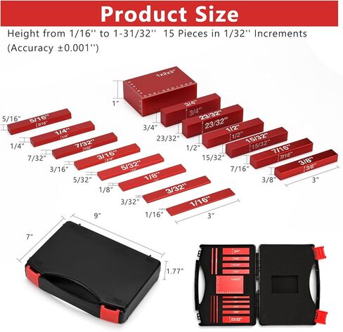 15Pcs Setup Blocks Woodworking Tools Precision Height Thickness Gauge Accessories Durable Measuring Blocks for Router and Table Saw Woodworking (Blue) in Kuwait