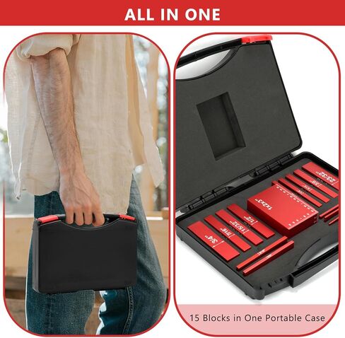 15Pcs Setup Blocks Woodworking Tools Precision Height Thickness Gauge Accessories Durable Measuring Blocks for Router and Table Saw Woodworking (Blue) in Kuwait