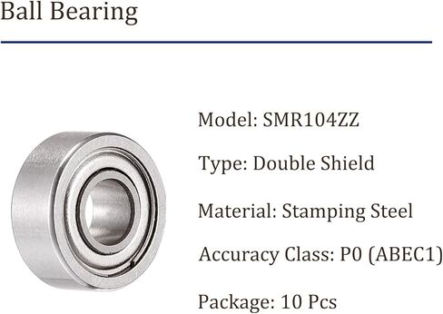 2PCS SMR104ZZ Ball Bearing- [4x10x4mm] محمي مزدوج لمحركات الطابعات مربيات التروس ، الفولاذ المقاوم للصدأ ، ABEC1 in Kuwait