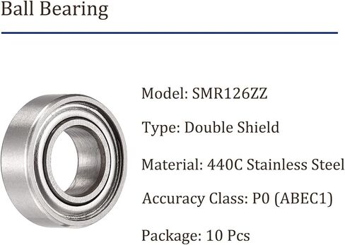 2pcs SMR104ZZ Ball Bearing-[4x10x4mm] Double Shielded for Printers Motors Gearboxes, Stainless Steel, ABEC1 in Kuwait