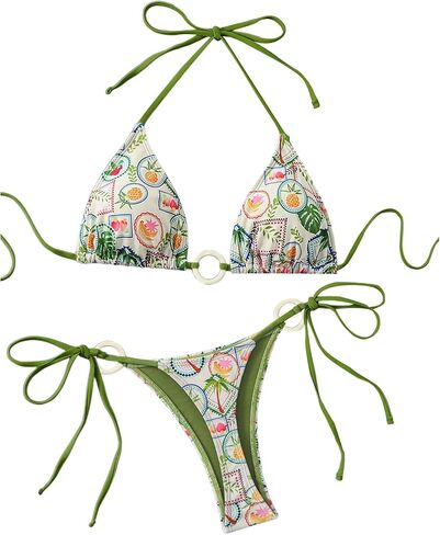 GORGLITTER Women's Strawberry Bikini Set 2 Piece Heart Ring Backless Triangle Bra High Waisted Thong Swimsuit 2025 in Kuwait