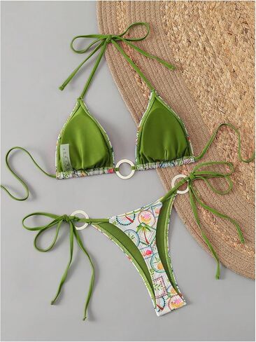 GORGLITTER Women's Strawberry Bikini Set 2 Piece Heart Ring Backless Triangle Bra High Waisted Thong Swimsuit 2025 in Kuwait