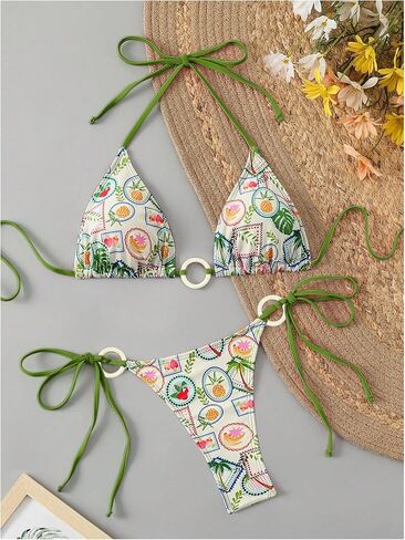GORGLITTER Women's Strawberry Bikini Set 2 Piece Heart Ring Backless Triangle Bra High Waisted Thong Swimsuit 2025 in Kuwait