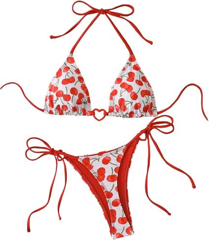 GORGLITTER Women's Strawberry Bikini Set 2 Piece Heart Ring Backless Triangle Bra High Waisted Thong Swimsuit 2025 in Kuwait