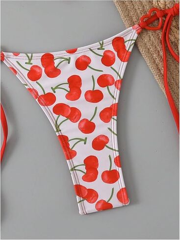 GORGLITTER Women's Strawberry Bikini Set 2 Piece Heart Ring Backless Triangle Bra High Waisted Thong Swimsuit 2025 in Kuwait