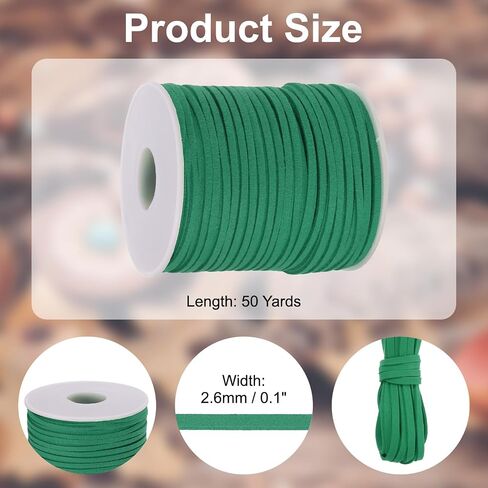 PATIKIL 50 Yards x 2.6mm Faux Suede Leather Cord, Leather Lace String for Bracelet Necklace Beading Making DIY Crafts, Grass Green in Saudi Arabia