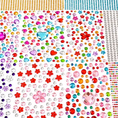 3900pcs ملصقات الأحجار الكريمة ، ملصقات راينستون لاصق ذاتي ، ملصقات جوهرة بلينج أكريليك للحرف اليدوية ، عصا على الأحجار الكريمة لمكياج GEMS أشكال متنوعة DIY in Kuwait
