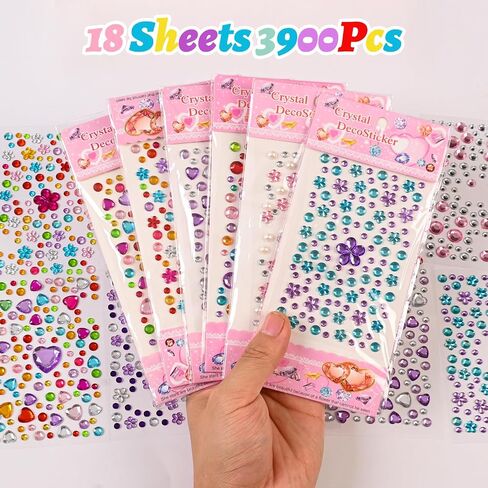 3900pcs ملصقات الأحجار الكريمة ، ملصقات راينستون لاصق ذاتي ، ملصقات جوهرة بلينج أكريليك للحرف اليدوية ، عصا على الأحجار الكريمة لمكياج GEMS أشكال متنوعة DIY in Kuwait