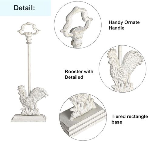 Door Stoppers for Bottom of Door with Handle - 5.3 Lbs Heavy Duty Floor Decorative Door Stop Wedge- Distressed White Cast Iron Doorstop - 16" H Tall in Saudi Arabia