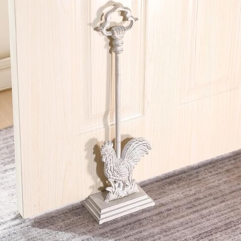 Door Stoppers for Bottom of Door with Handle - 5.3 Lbs Heavy Duty Floor Decorative Door Stop Wedge- Distressed White Cast Iron Doorstop - 16" H Tall in Saudi Arabia