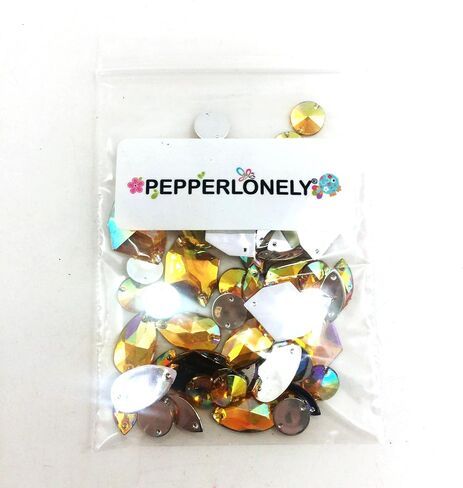 PEPPERLONELY 50PC Purple AB Color Sew On Mixed Shape & Size Flat Back Faceted Acrylic Crystals Rhinstones, 7~21mm in Kuwait