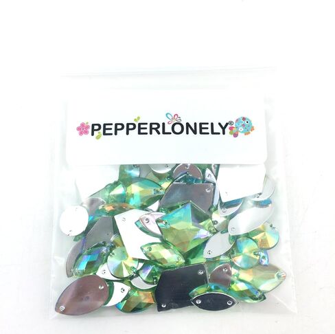 PEPPERLONELY 50PC Purple AB Color Sew On Mixed Shape & Size Flat Back Faceted Acrylic Crystals Rhinstones, 7~21mm in Kuwait