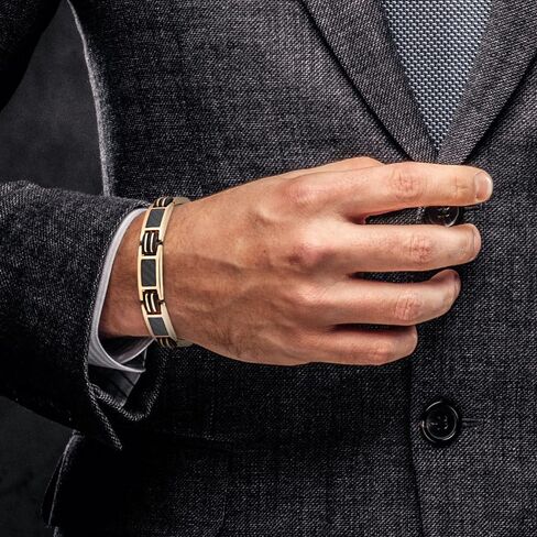 Willis Judd Bracelets For Men Titanium Mens Bracelet Black Carbon Fiber Size Adjustable in Kuwait