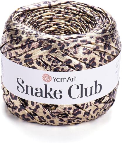 YarnArt Snake Leather Look Yarn- Shiny Leather Yarn, Premium T-Shirt Yarn, Metallic Bag Yarn, 100% Polyester, 5.98 Oz, 65.62 yds (5101) in Saudi Arabia