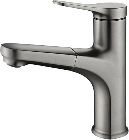 Bathroom Faucets with Pull Down Sprayer Single Handle Pull Out Bathroom Faucet Chrome Bathroom Sink Faucet Stainless Steel Bathroom Faucets Suitable for Hot and Cold Water in Saudi Arabia