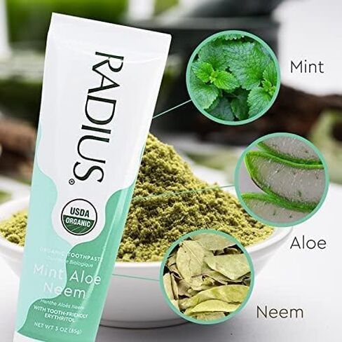 RADIUS USDA Organic Toothpaste 3oz Non Toxic Chemical-Free Gluten-Free Designed to Improve Gum Health & Prevent Cavity - Clove Cardamom - Pack of 3 in Kuwait