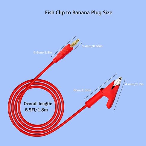 خيوط اختبار التمساح القصير ، مقطع 16AWG إلى قصاصات اختبار العزل ، مقطع تماسيح قصير 1.8 متر إلى مقطع التمساح القصير للمقاييس المتعددة ، اختبار البطارية. (5S） in Kuwait