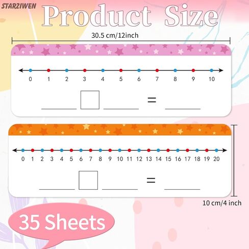 35 حزم بطاقات لوحات الجافة المحو الجافة ، لوحية مزدوجة القابلة للكتابة ويمكن محوها 0-10 على جانب واحد و 0-20 على اللوحة البيضاء الرياضيات الجانبية الأخرى للأطفال والطلاب والفصول الدراسية والمنزل (Pink & Oran) in Kuwait